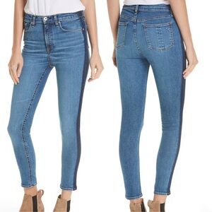 Rag & Bone Side Stripe High Rise Ankle Skinny Jeans